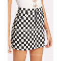 O-Ring Zipper Front Plaid Skirt Manufacture Wholesale Fashion Women Apparel (TA3064S)